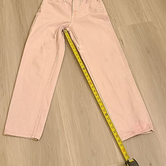 Madewell Pink Baggy Straight Jeans: Garment Dyed Edition women's size 26 - Picture 2 of 8